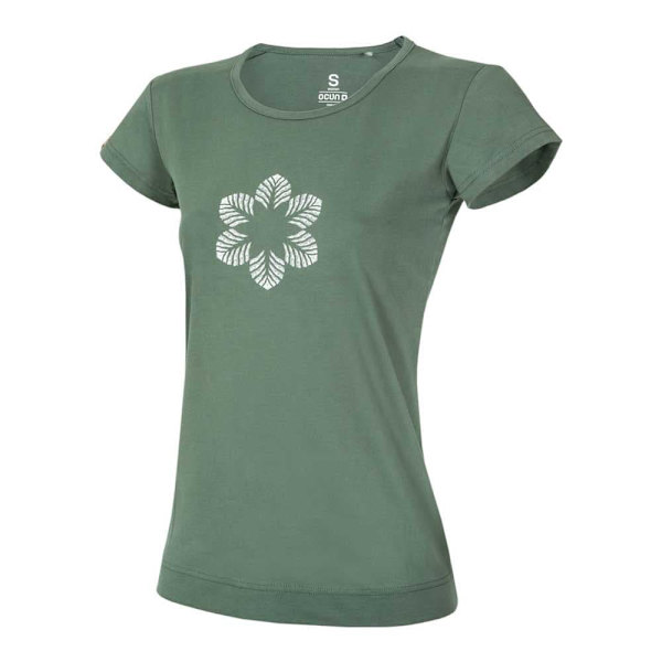 Ocun Kortærmet T-shirt Classic Organic Flower Grøn L Kvinde