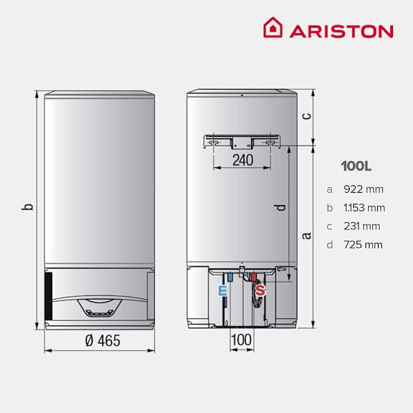 Ariston Pystysuora Sähkötermo Lydos Hybrid Wifi 100l Kirkas