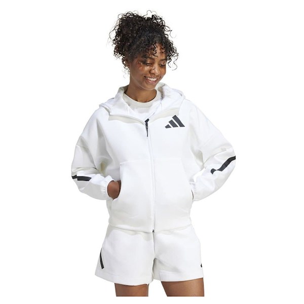 Adidas Z.n.e Sweatshirt Med Dragkedja Vit L / Regular Kvinna