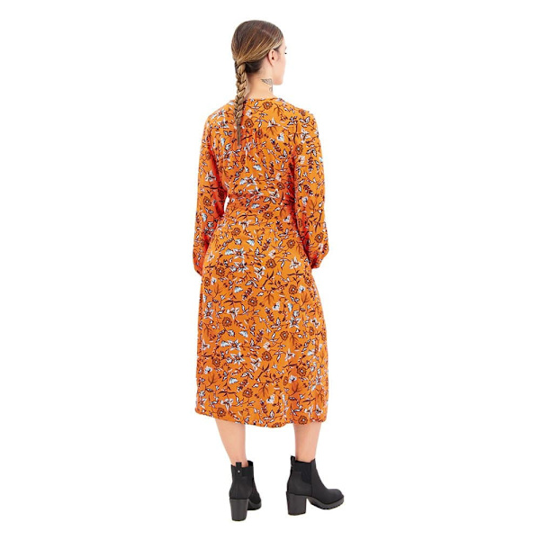 Superdry Lyhythihainen Midi-mekko Printed V Tea Oranssi M Nainen
