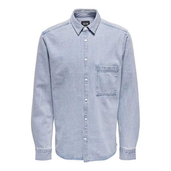 Only & Sons Benny Reg Chambray Skjorte Med Lange ærmer Blå M Mand