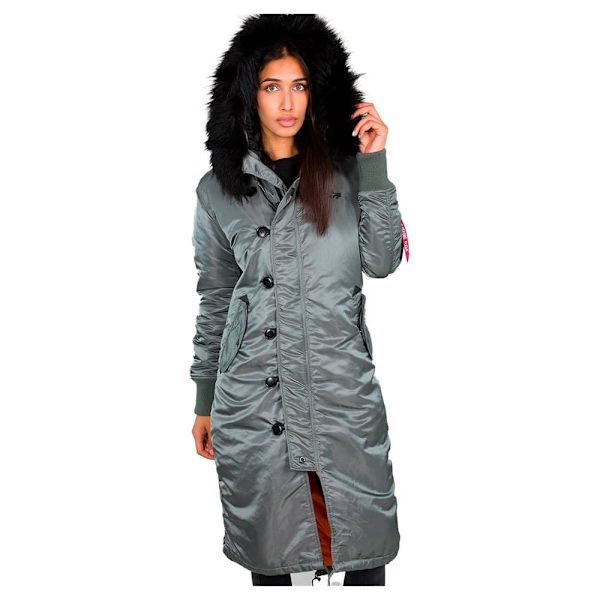 Alpha Industries Long Fishtail Takki Vihreä S Nainen