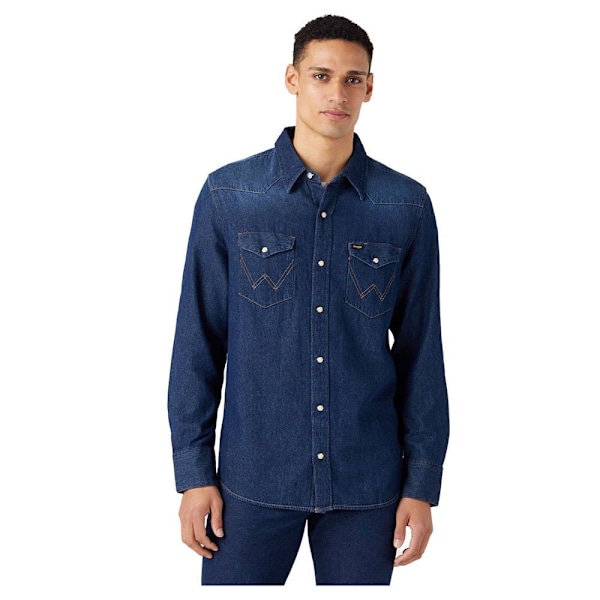Wrangler Lang ærmet Skjorte 27mw Blå XL Mand