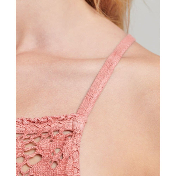 Superdry Kjole Vintage Long Halter Cami Rosa XL Kvinde