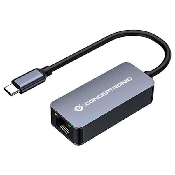 Conceptronic Abby12gc Usb-c Til Rj45 Adapter Søvfarvet Grå