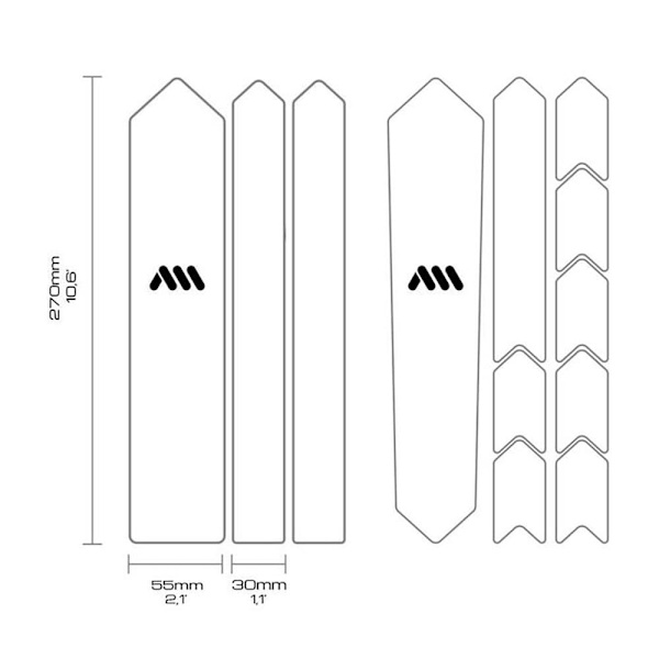 All Mountain Style Road Frame Guard Extra Stickers Gravel Vit
