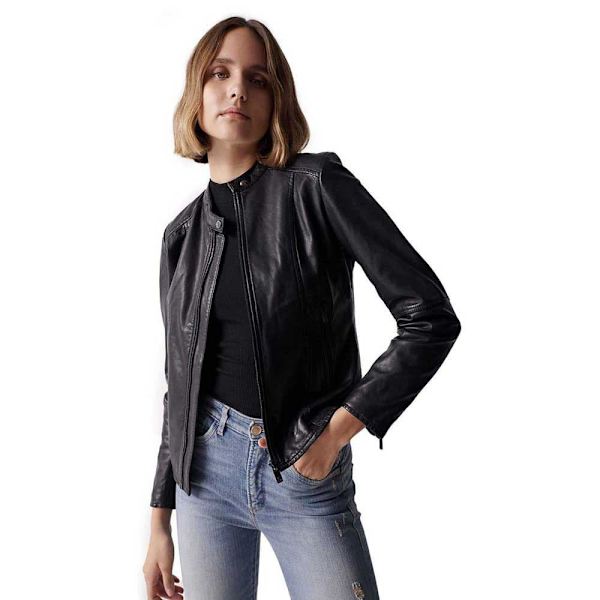 Salsa Jeans Læderjakke Basic Sort L Kvinde
