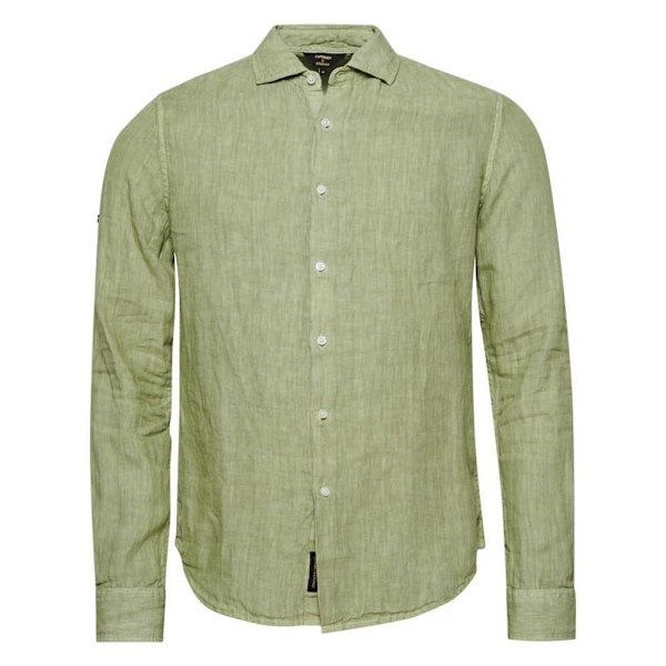 Superdry Lang ærmet Skjorte Studios Casual Linen Grøn S Mand