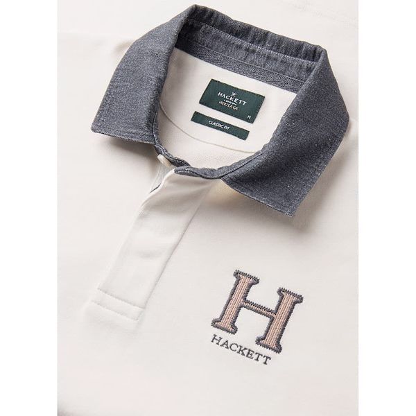 Hackett Heritage Rugby Pikétröja Med Lång ärm Vit M Man