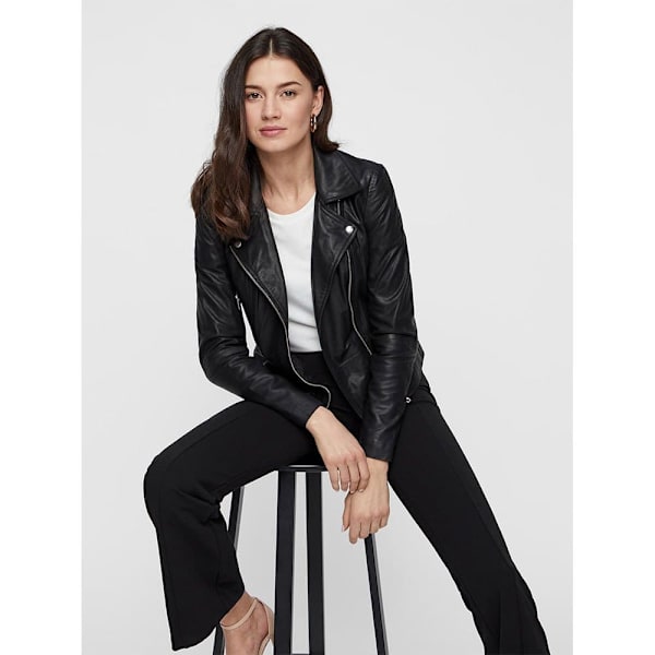 Yas Jakke Sophie Leather Sort L Kvinde