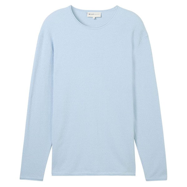 Tom Tailor Structured Roll Edge Knit Trøje Blå XL Mand