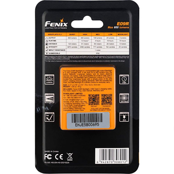 Fenix Led Lommelygte Fnx E09r Søvfarvet