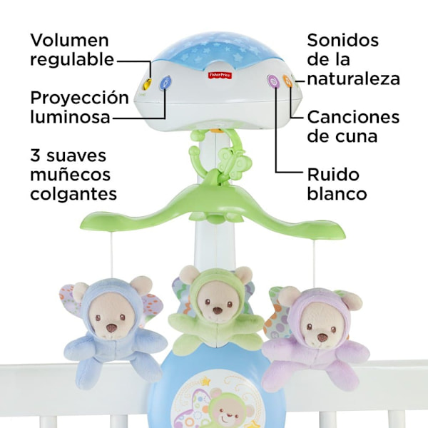 Fisher Price Carousel Crib Mobile Flying Bears Monivärinen