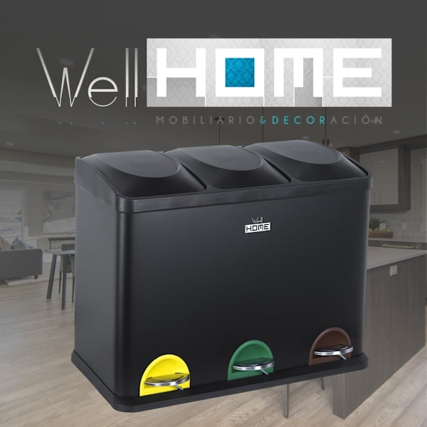 Wellhome Kierrätys Astia 45l 3 Yksiköitä Hopeinen