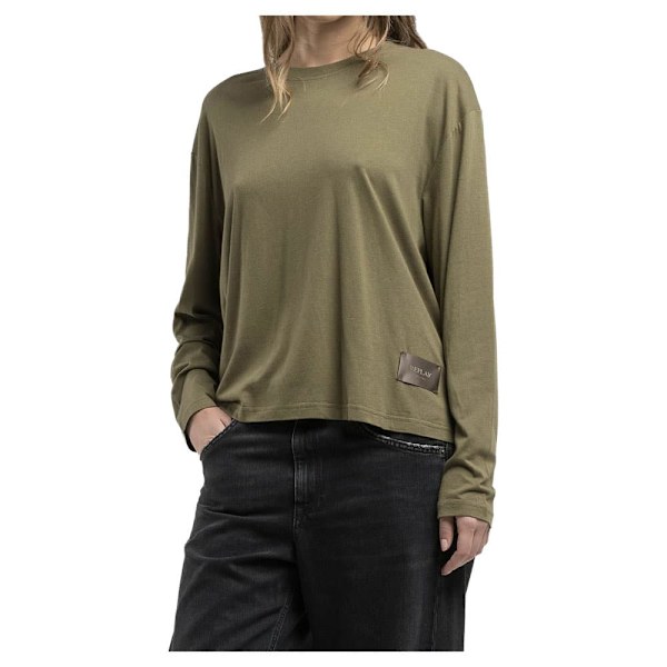 Replay W3162 .000.22524p T-shirt Med Lange ærmer Grøn L Kvinde