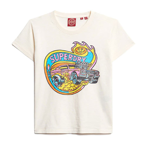 Superdry Neon Motor Graphic Fitted Lyhythihainen T-paita Valkoinen XL Nainen