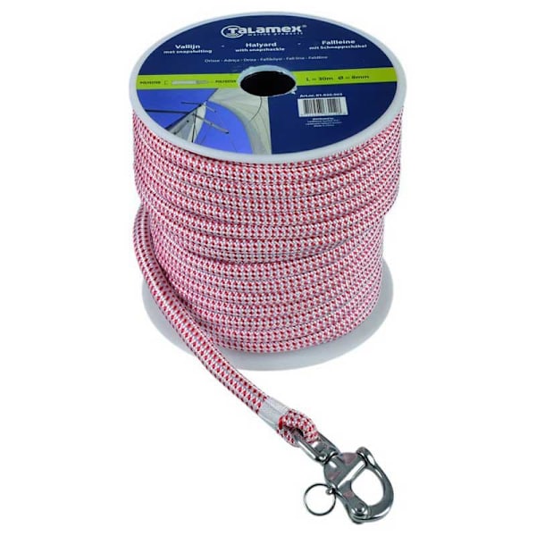 Talamex 8 Mm Rope With Pin Shackle Punainen 30 m