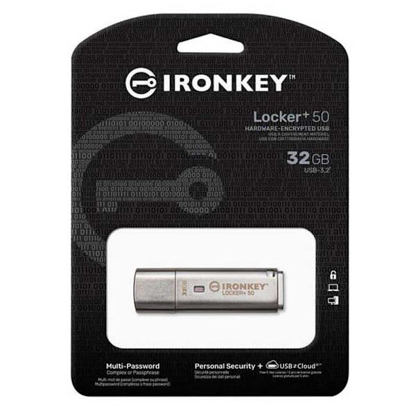 Kingston Pendrive Ironkey Locker Iklp50 32gb Silver