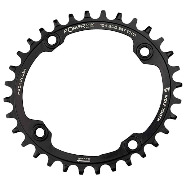 Wolf Tooth Oval Kæde-ring Shimano 12s 104 Bcd Sort 34t