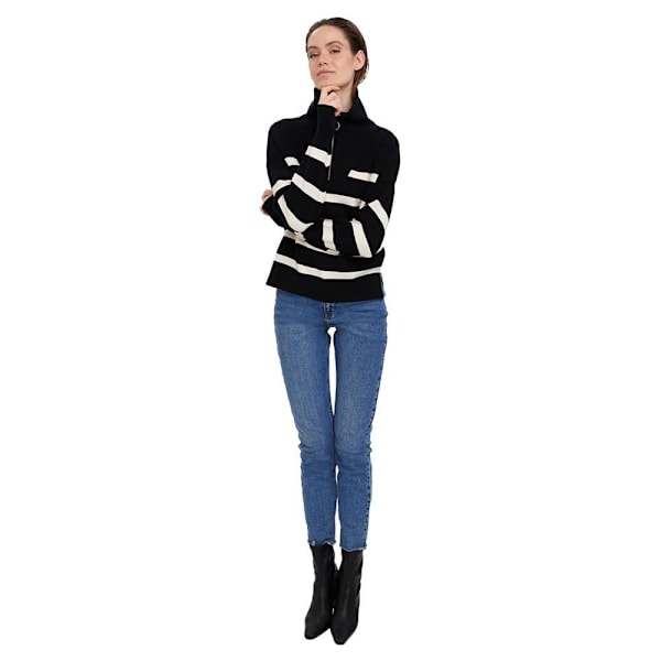 Vero Moda Saba Stripe Halv Lynlås Sweater Sort XL Kvinde