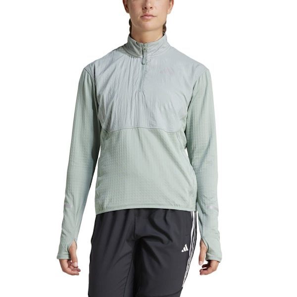 Adidas Ultimate Hi Vis Reflective Halv Lynlås Sweatshirt Grøn S Kvinde