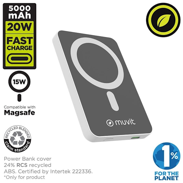 Muvit For Change Magsafe-akku 15w + Output C 5000mah