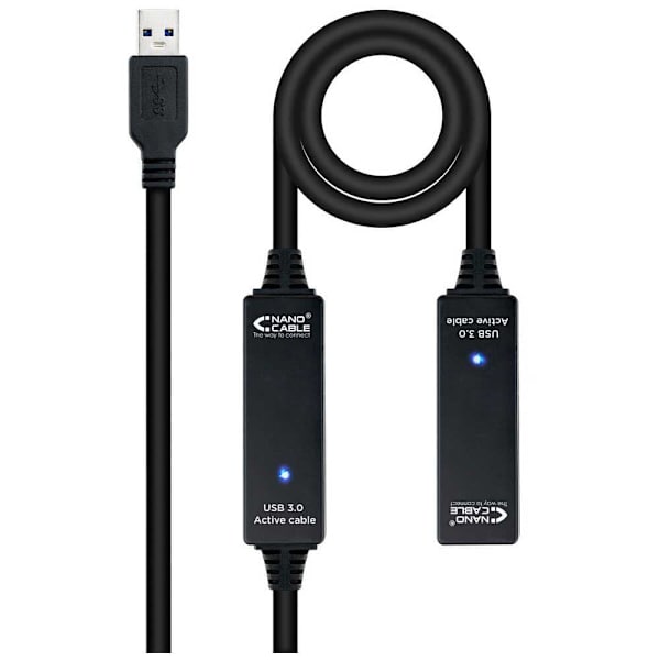 Nanocable Usb-jatkokaapeli 10.01.0313 M/f 15 M Musta