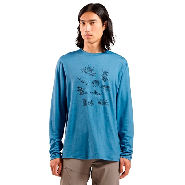 Odlo Merino 200 Tourist Langærmet Baselayer Blå S Mand