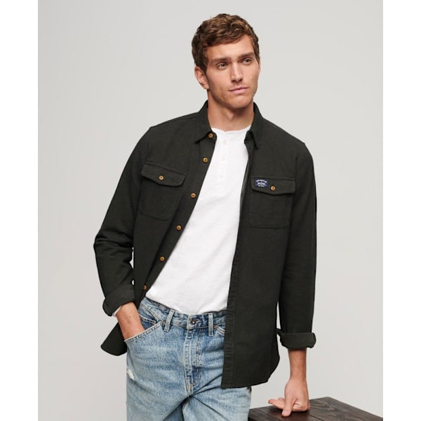 Superdry Lang ærmet Skjorte Flannel Workwear Sort S Mand