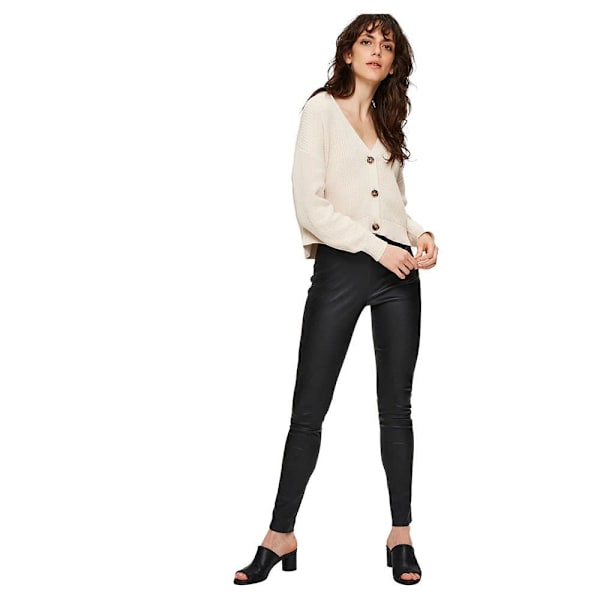 Selected Sylvia Mid Waist Strumpbyxor Stretch Leather Svart 40 Kvinna