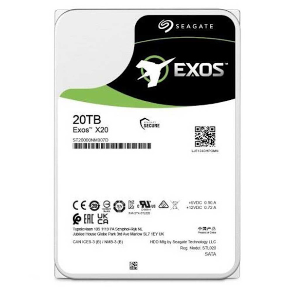 Seagate Harddisk Exos X20 20tb 3.5´´ Grøn 3.5´´