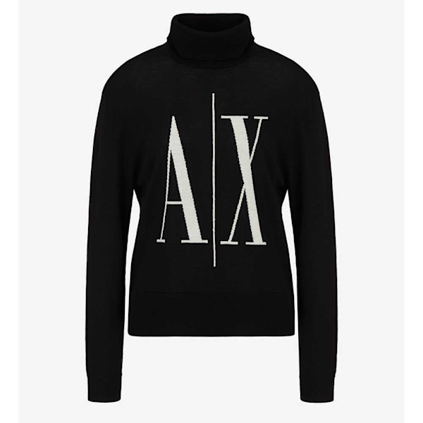 Armani Exchange 8nym7b-ymh4z Striktrøje Med Høj Hals Sort S Kvinde