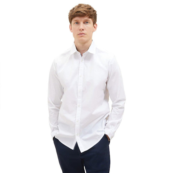 Tom Tailor Skjorte 1037435 Stretch Poplin Hvid M Mand