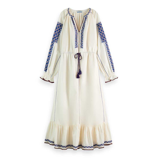 Scotch & Soda 177739 Lang Kjole Med Lange ærmer Beige 34 Kvinde