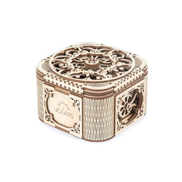 Ugears Treasure Box Trä Mekanisk Modell Guld