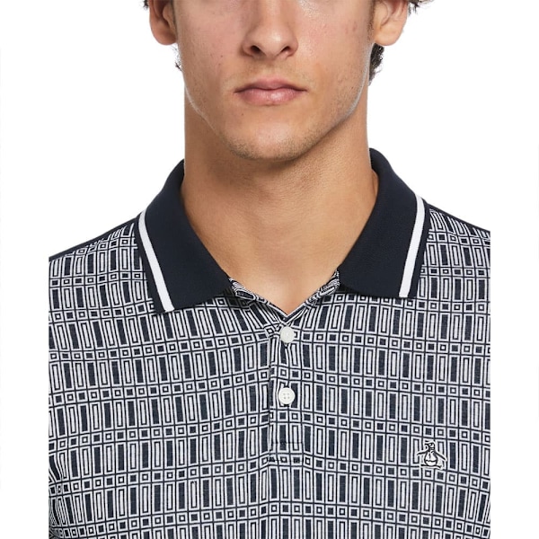 Original Penguin Jacquard Front Interlock Geometric Kortærmet Polo Grå M Mand