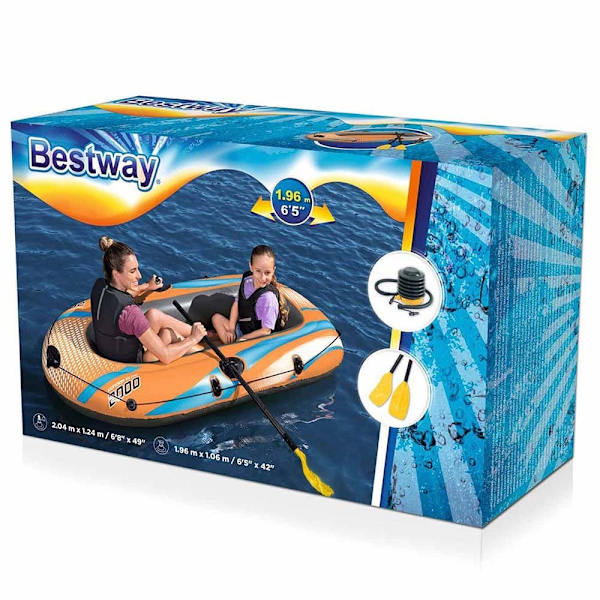Bestway Kumivene Jossa Melat Ja Puhallettava Pumppu 196x106 Cm Oranssi