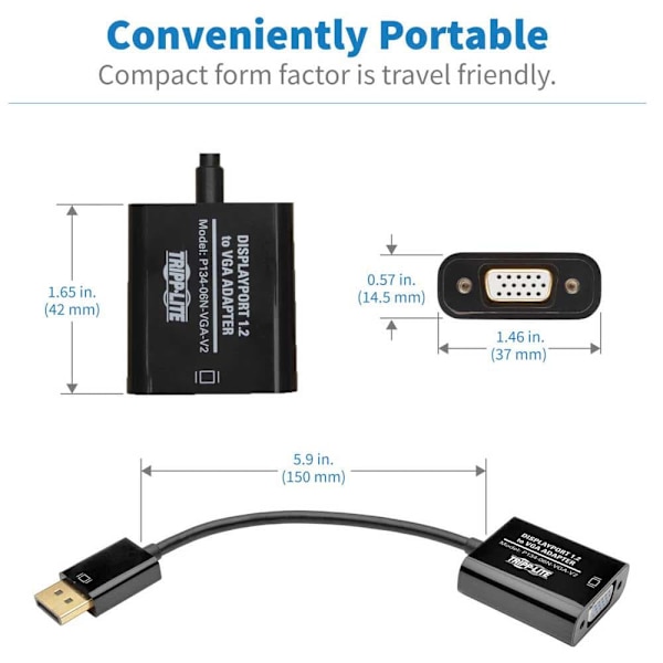 Eaton Displayport Til Vga-adapter P134-06n-vga-v2 Søvfarvet