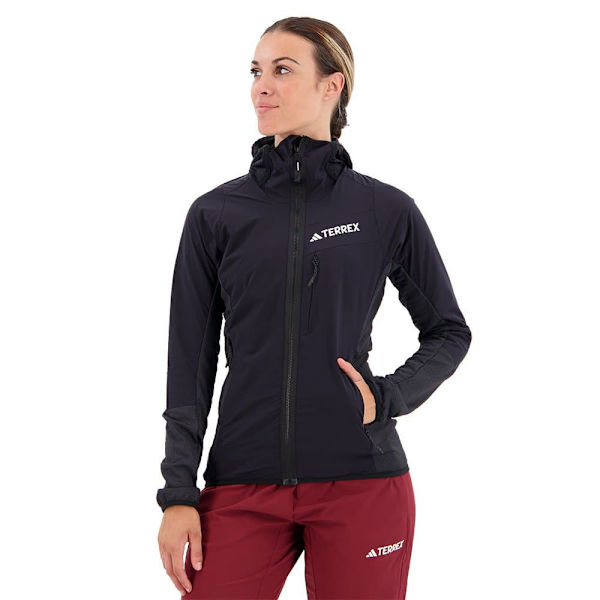 Adidas Full Dragkedja Fleece Terrex Techrock Wind Fleece Grå L Kvinna