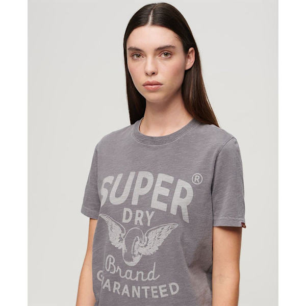 Superdry Archive Kiss Print Relaxed T-shirt Med Korte ærmer Grå M Kvinde