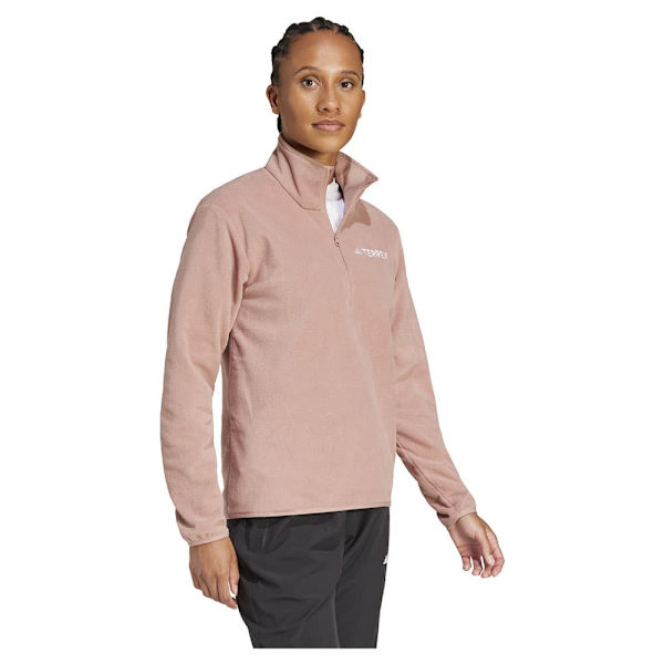 Adidas Multi Essentials Fleece Med Halv Dragkedja Beige L Kvinna