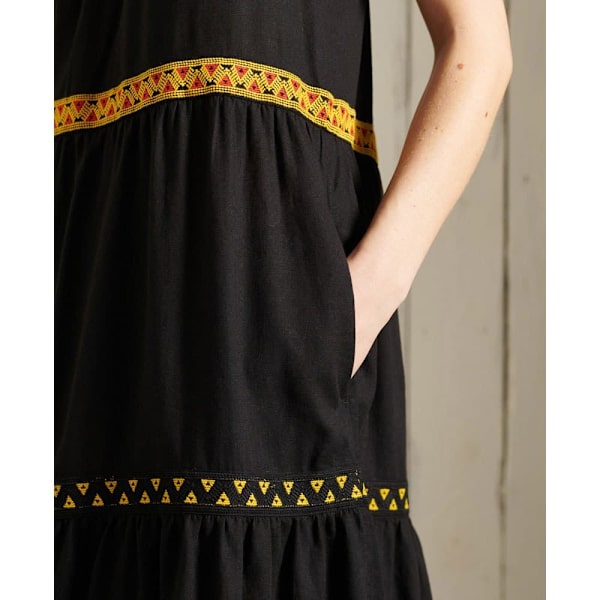 Superdry Kjole Sleeveless Embroidered Sort XS Kvinde