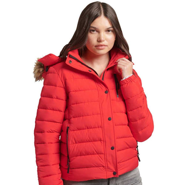 Superdry Takki Classic Faux Fur Fuji Punainen S Nainen