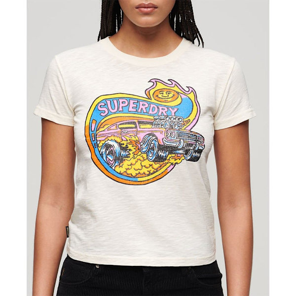 Superdry Neon Motor Graphic Fitted Lyhythihainen T-paita Valkoinen XL Nainen