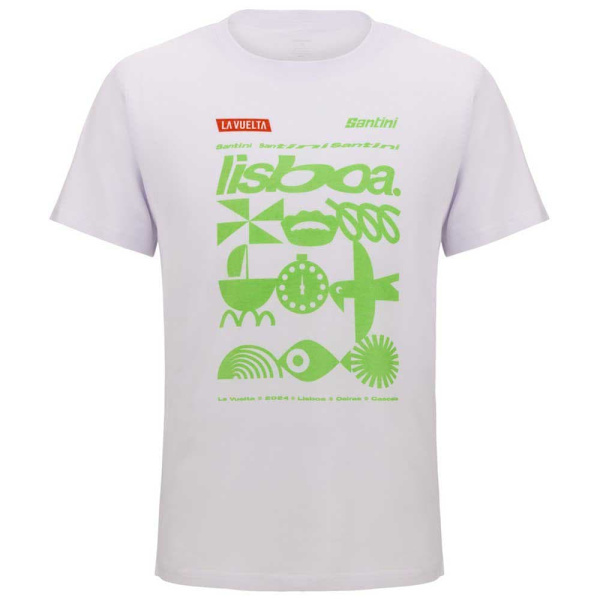 Santini La Vuelta Lisbona T-shirt Med Korta ärmar Vit S Man
