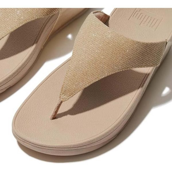 Fitflop Slides Lulu Shimmerlux Toe-post Beige EU 41 Kvinna