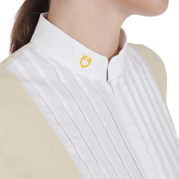 Equestro Fit Pleated Cotton Lyhythihainen Pikeepaita Beige XL