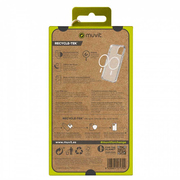 Muvit For Change Med Stöd För Iphone Recycletek Magsafe 15 Fall Durchsichtig