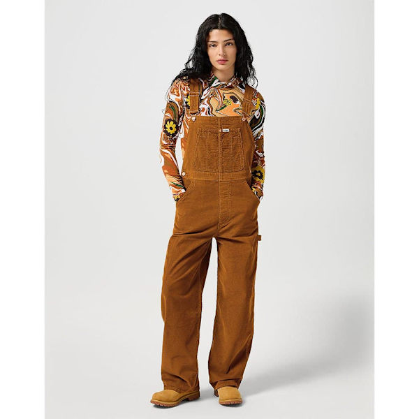 Wrangler Straight Leg Bib Overall Brun S Kvinna