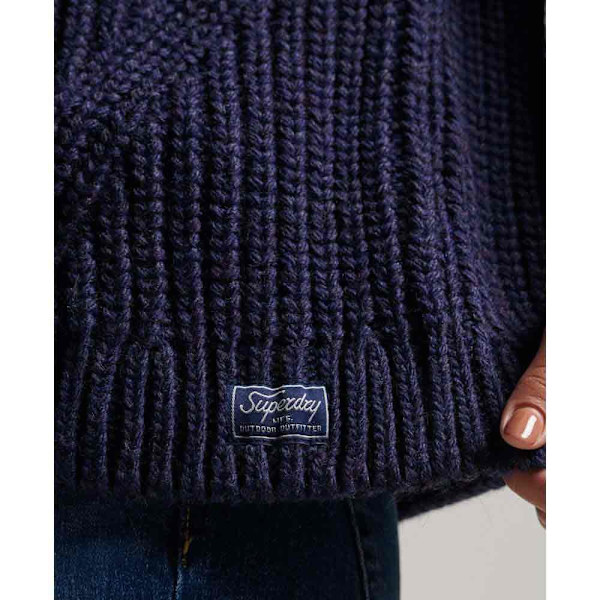 Superdry Sweater Slouchy Stitch Roll Neck Blå M Kvinde